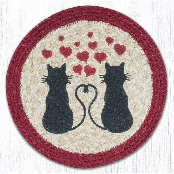 Capitol Importing Co 10 in. Jute Round Love Cats Printed Trivet 80-576LC